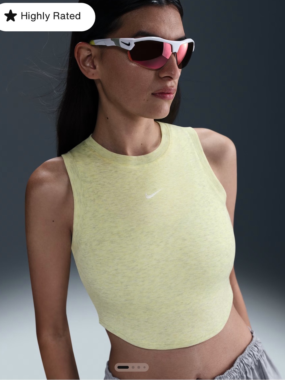 Nike Sportswear Chill Knit Crop Top Bright Yellow Heathered Med BNWT Activewear